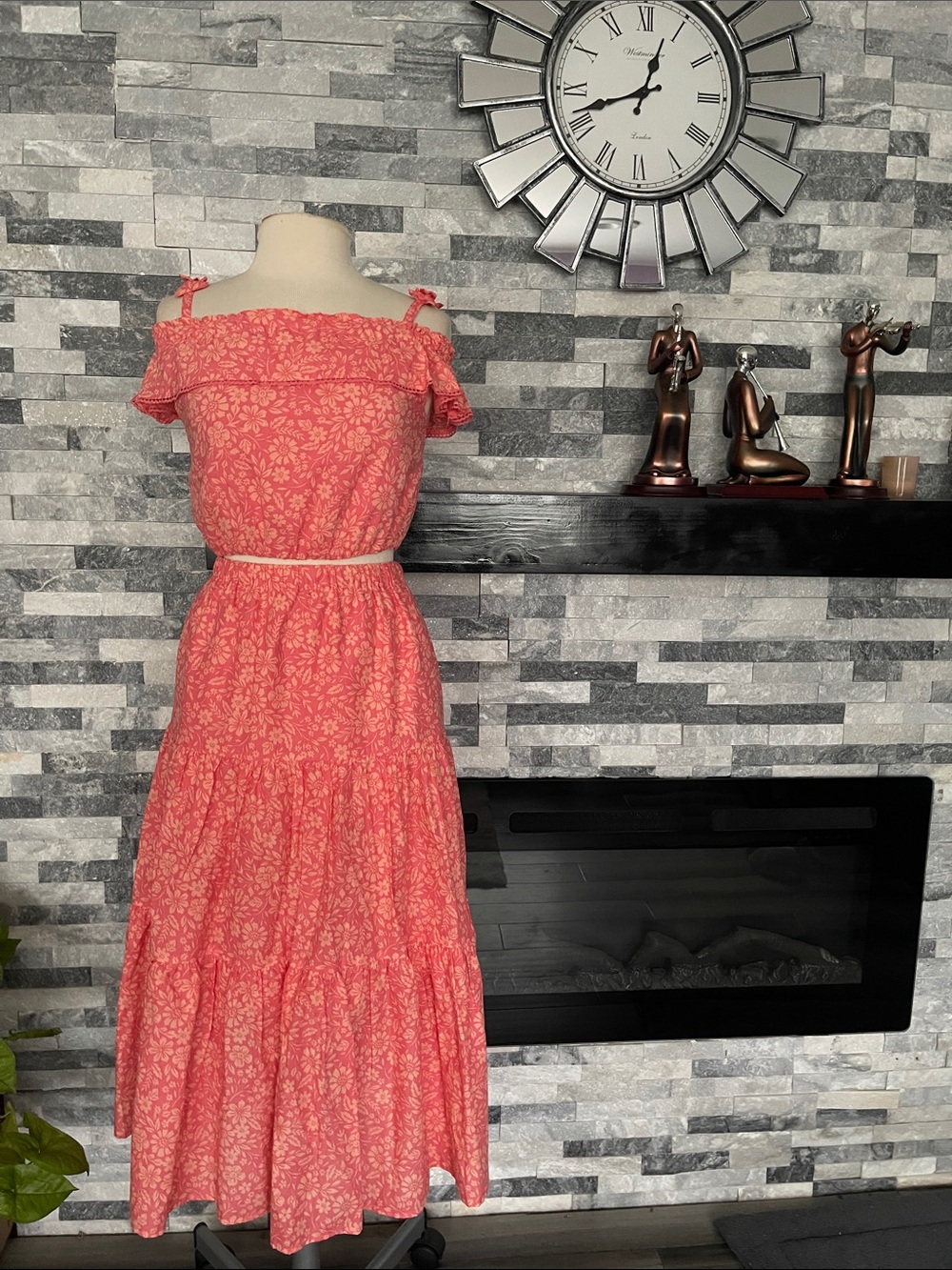 HAUTE HIPPIE KIDS 2pc Skirt Set Size Large 10/12 Peach Cotton
